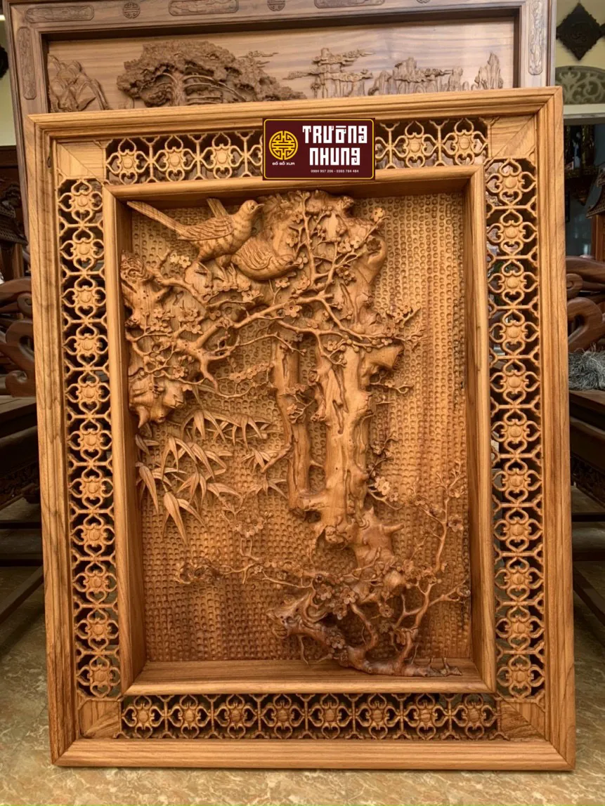 Mẫu tranh gỗ chim hoa đẹp mang lại sự bình yên cho tâm hồn