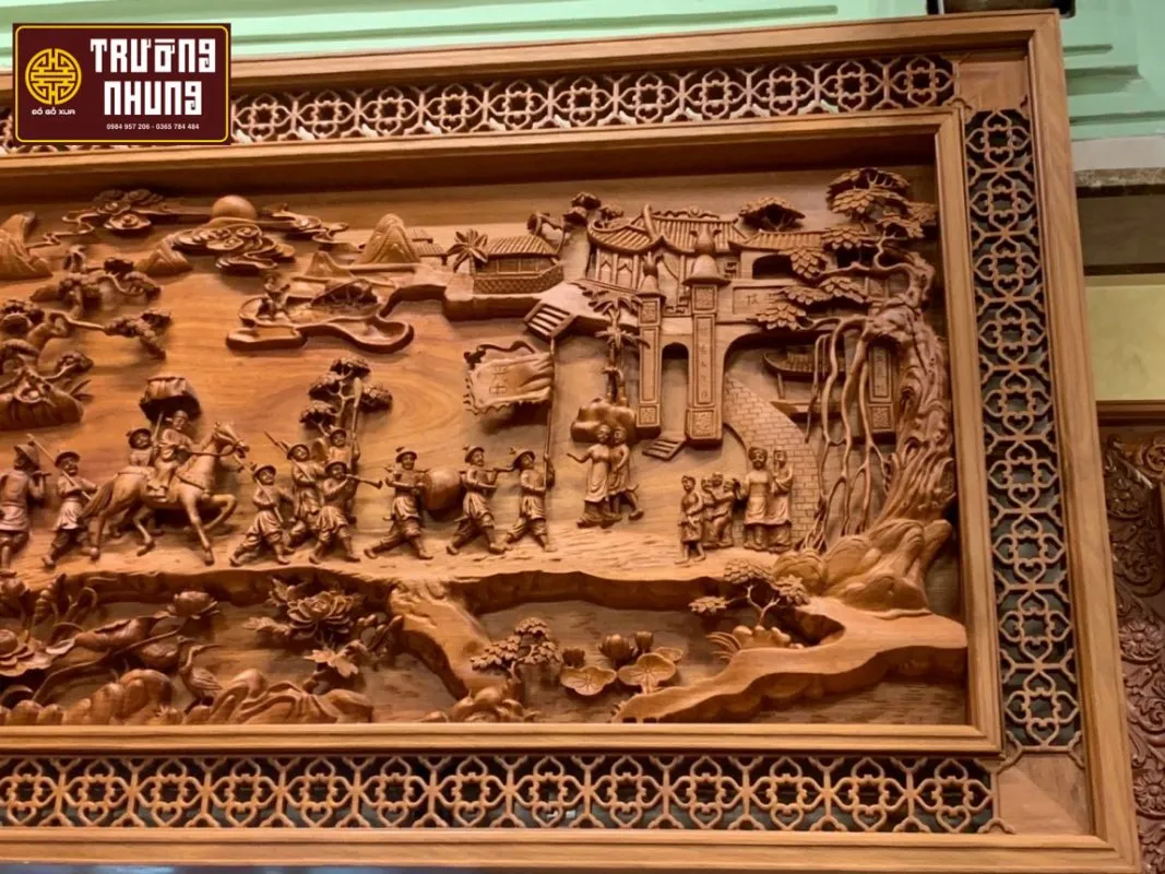 Bộ tranh tứ quý gỗ gụ chạm khắc tinh xảo bốn mùa