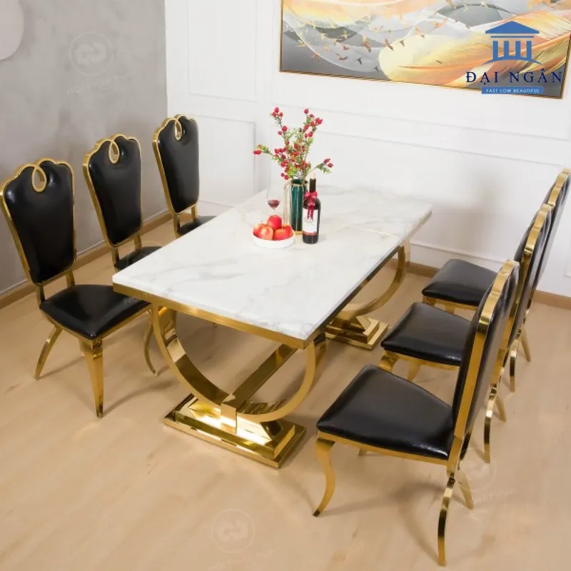 Bàn ghế inox mạ vàng Luxury và Neo-Classic