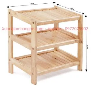 Giá kệ để giày dép bằng gỗ nhỏ gọn 3 tầng cho không gian hẹp