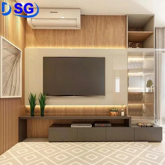 Mẫu tủ kệ tivi treo tường bằng gỗ công nghiệp chắc chắn, tiết kiệm không gian