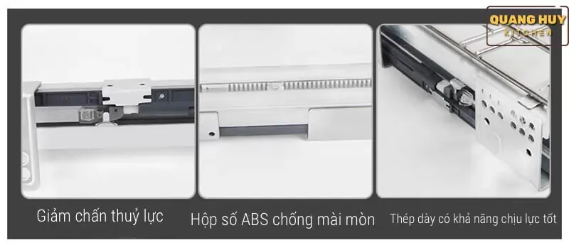 Giảm chấn bằng thủy lực, hộp ABS chống mài mòn, thép dày