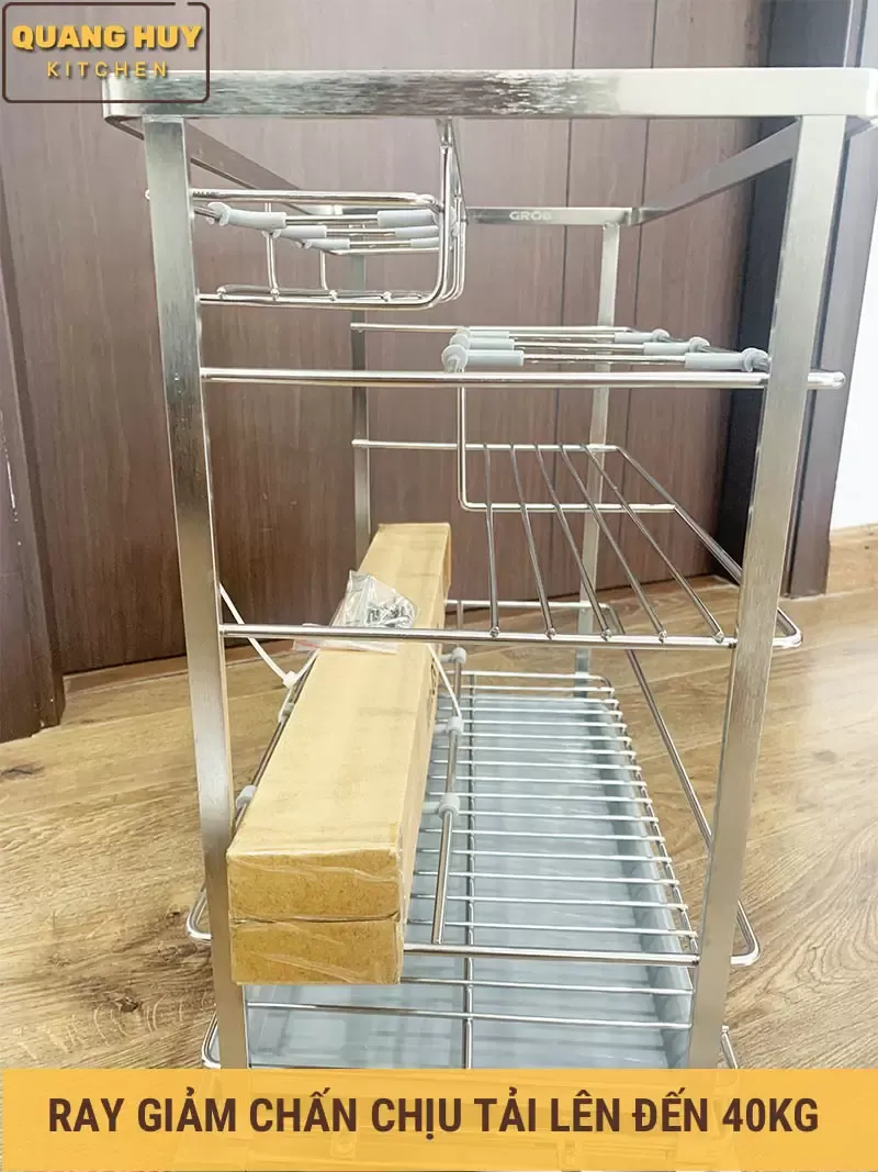 Ray giảm chấn của kệ gia vị inox 304 có thể chịu tải lên đến 40kg