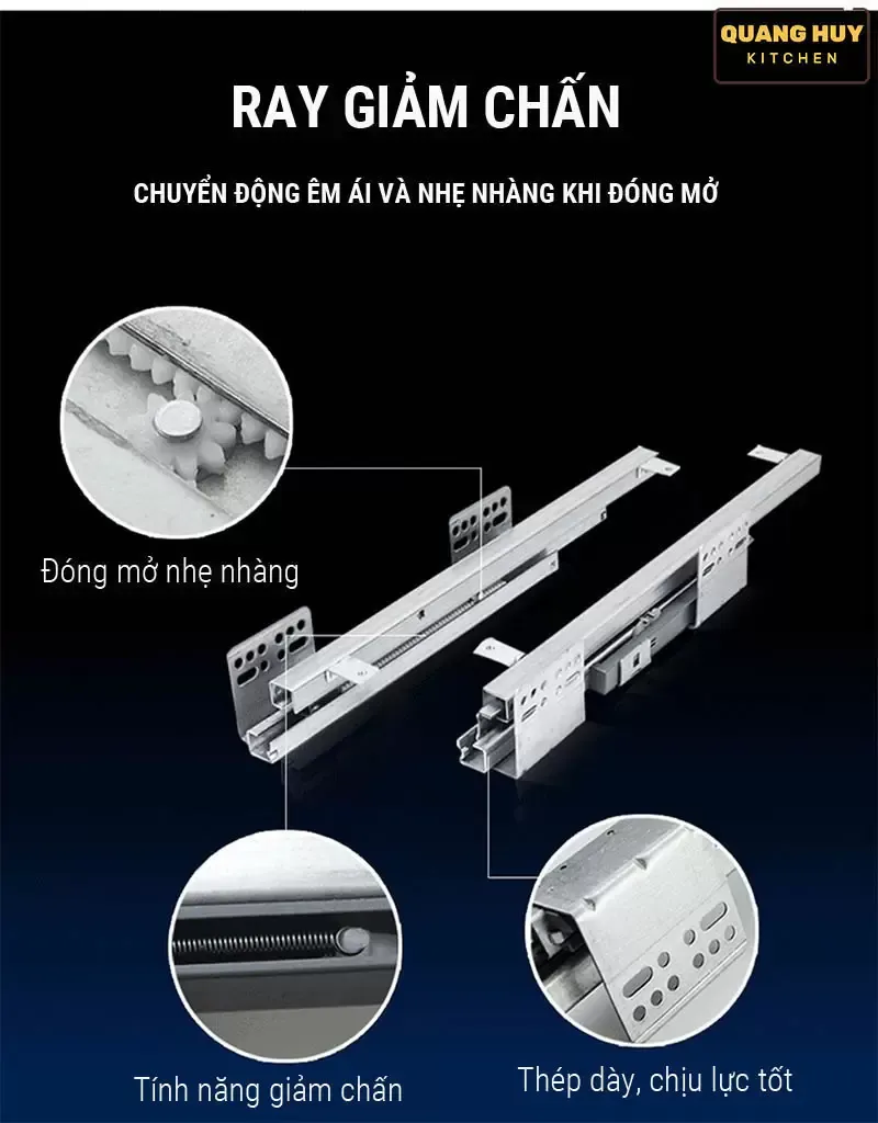 Ray giảm chấn tốt, thép dày, chịu lực tốt