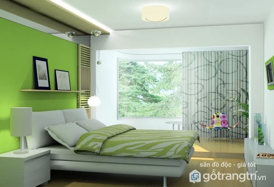 Đối với gia chủ thuộc mệnh Mộc giường ngủ nên phối màu xanh - Ảnh: Internet