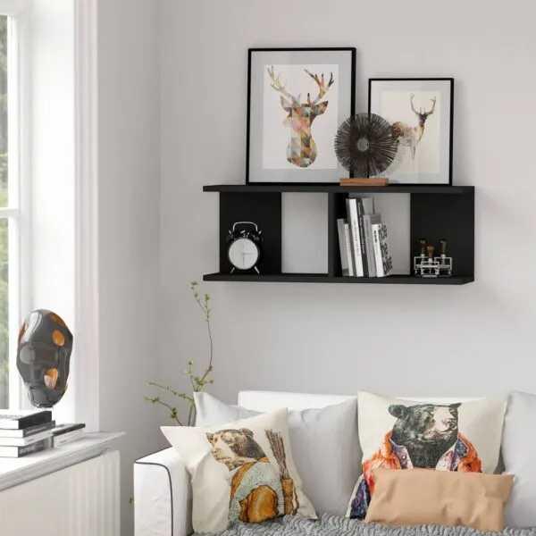 Kệ sách treo tường bằng gỗ cỡ lớn cho phòng khách, tạo điểm nhấn tri thức