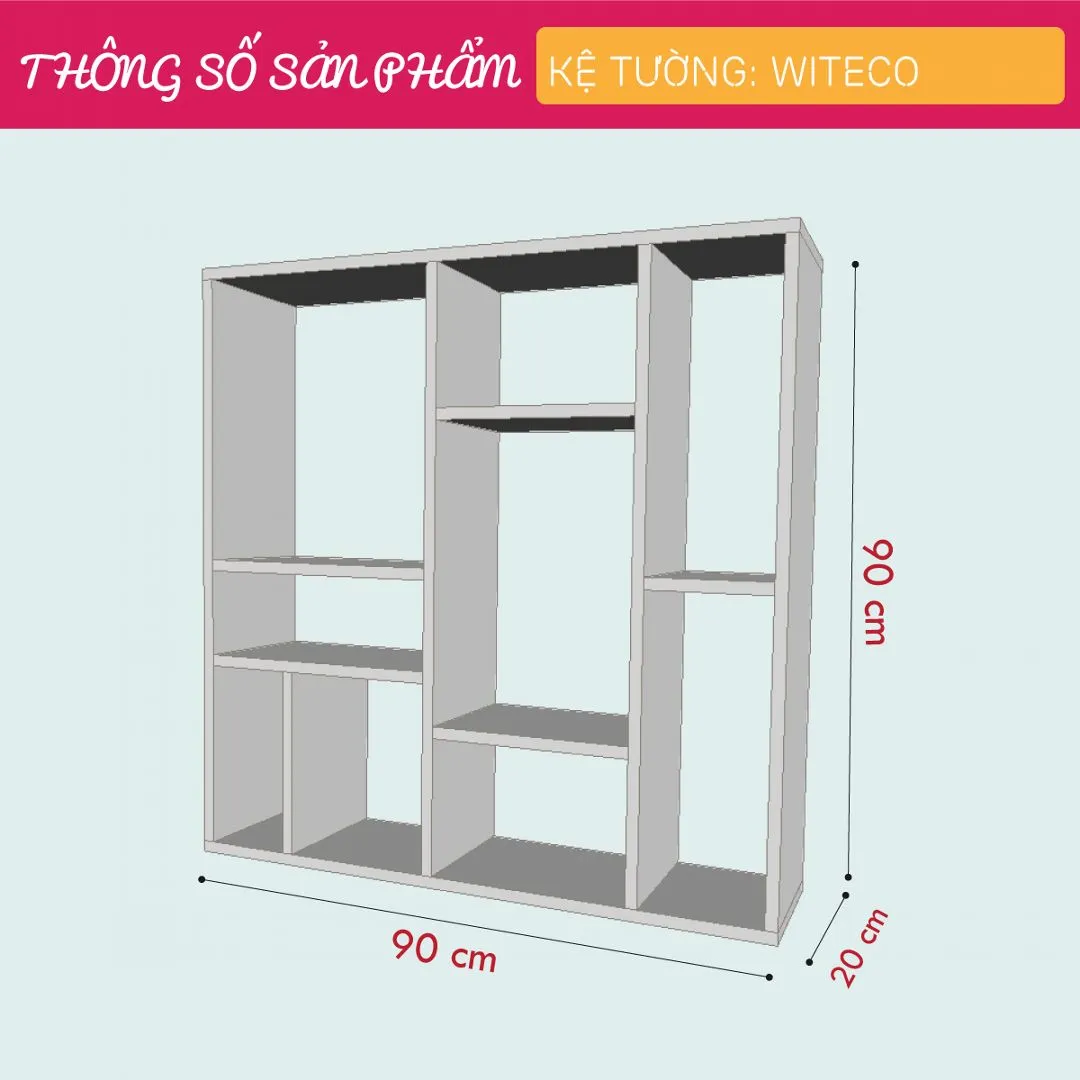 Kệ gỗ treo tường trang trí hiện đại Witecore