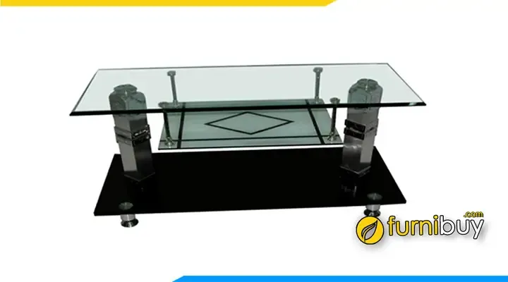 Kệ tivi kính đen 2 tầng với khung inox mạ chrome, phù hợp phong cách hiện đại
