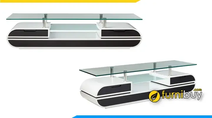 Kệ tivi kính hình chữ Z với thiết kế 3 tầng lệch tầng