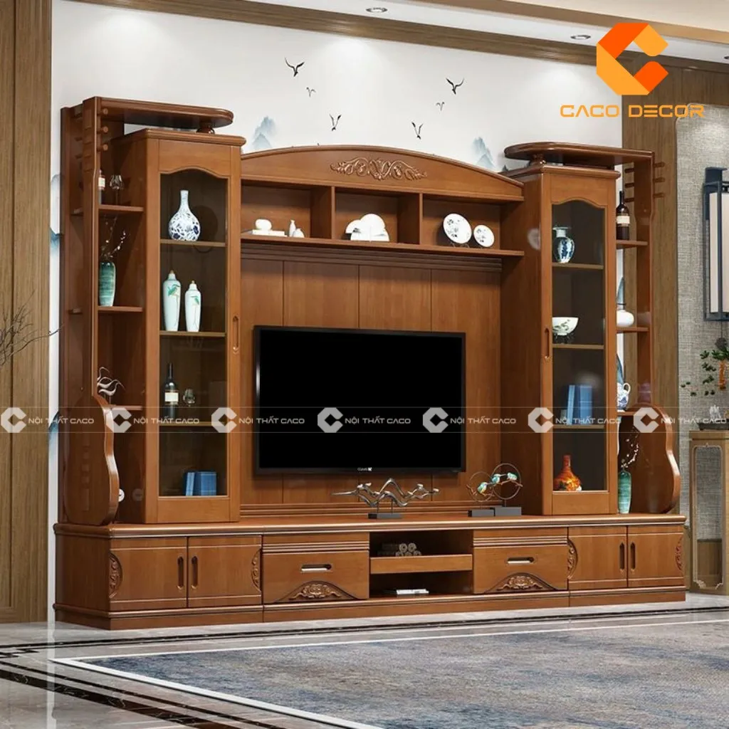 Kệ tivi phòng khách hiện đại gỗ tự nhiên (KTVG02)