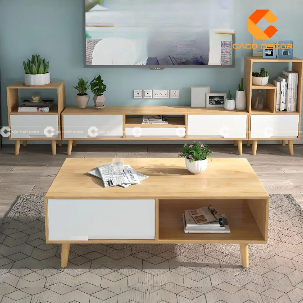 Mẫu kệ tivi hiện đại kết hợp ngăn kéo và tủ