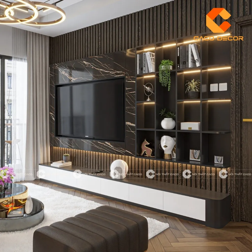 Tủ kệ tivi phòng khách đẹp bằng gỗ công nghiệp