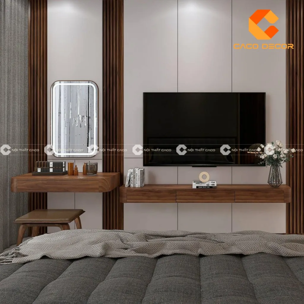 Kệ tivi treo tường gỗ công nghiệp hiện đại