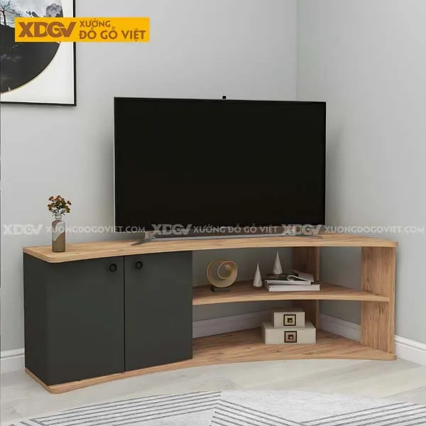 Tủ để tivi góc được thiết kế để tận dụng góc phòng