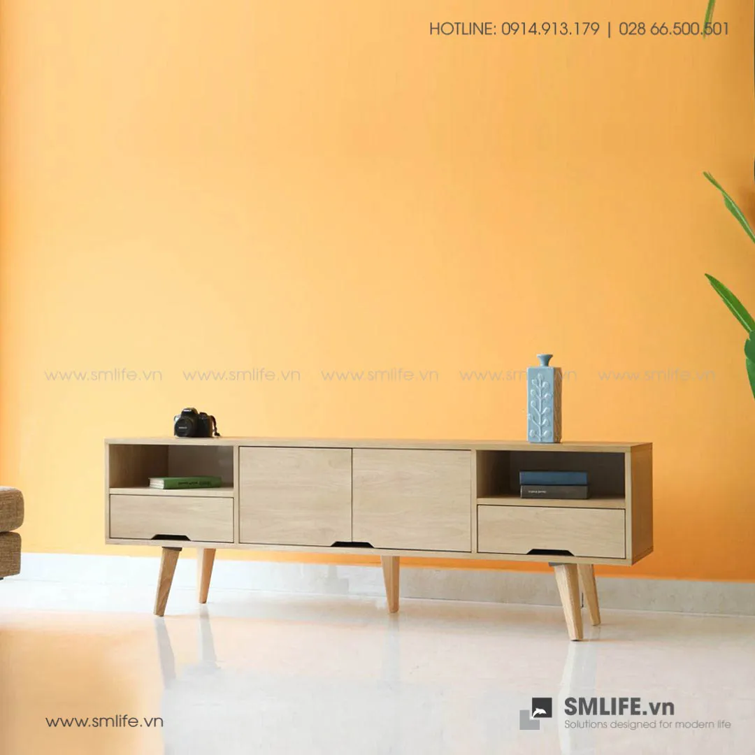 Kệ tivi gỗ tự nhiên cao cấp với đường nét chạm khắc tinh xảo