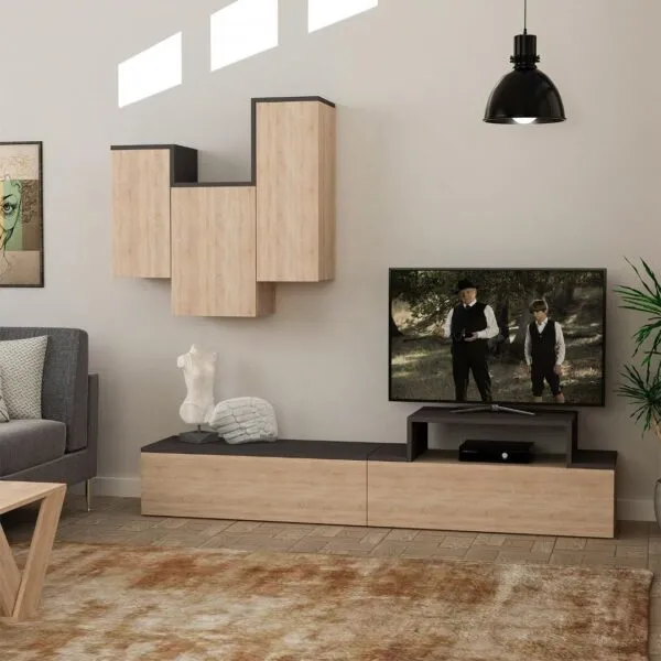 Kệ tivi treo tường gỗ công nghiệp màu tối sang trọng