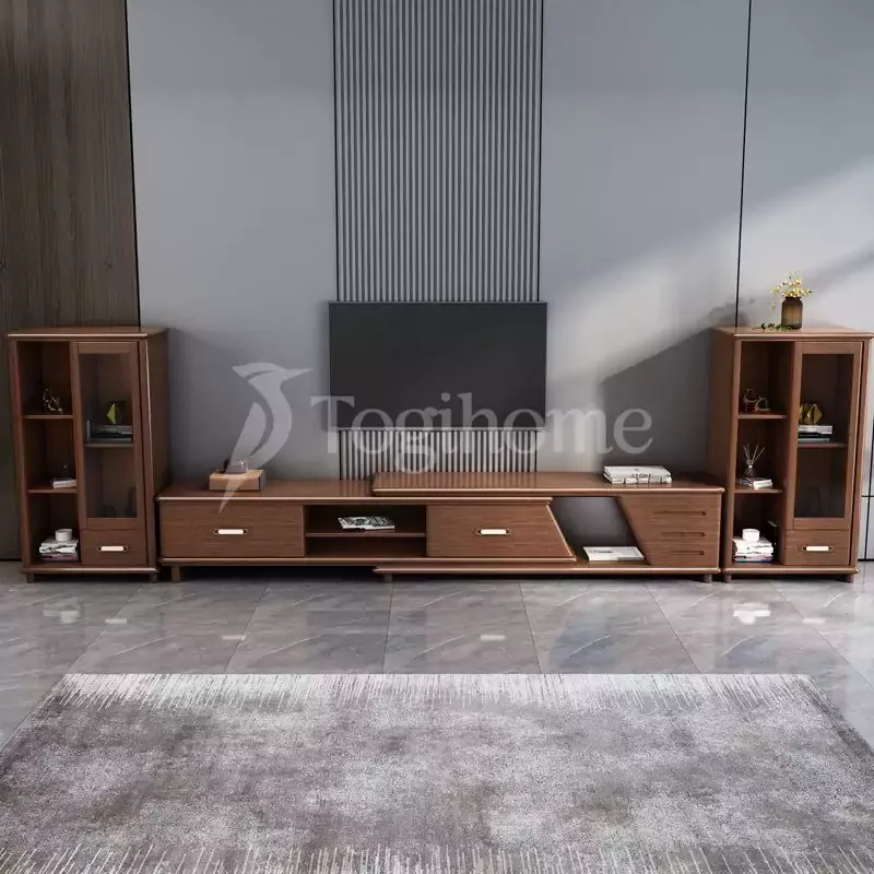 Kệ tivi gỗ nguyên khối đơn giản, tinh tế và sang trọng