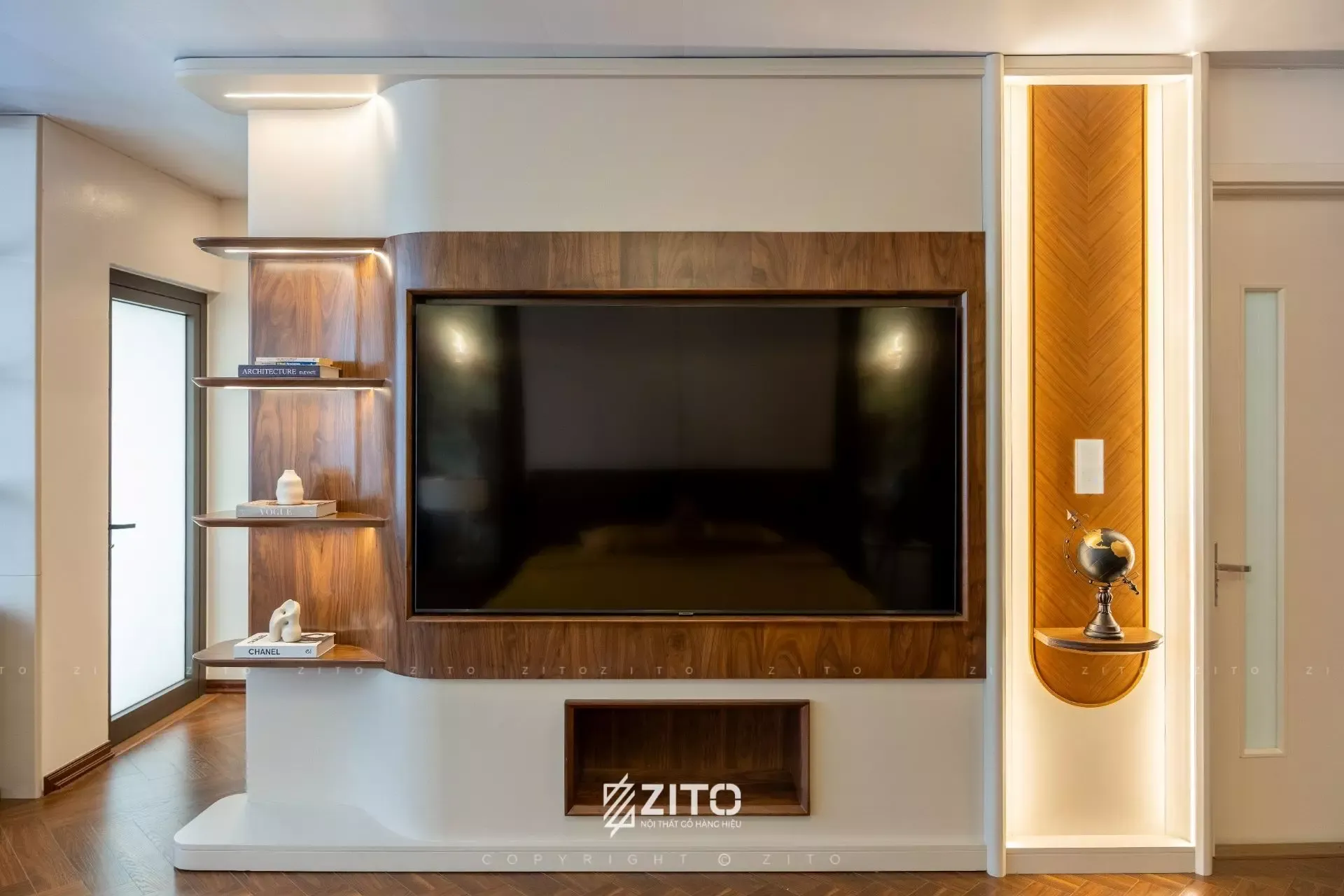 Mẫu kệ tivi treo tường cho phòng ngủ, giải pháp tối ưu hóa không gian nhỏ