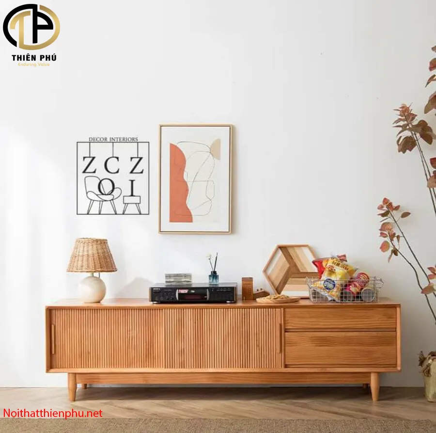 Kệ tivi gỗ tự nhiên cao cấp TK-143-S1 thiết kế hiện đại