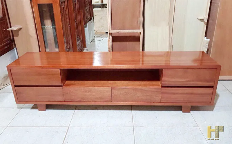 Kệ tivi gỗ xoan đào 2m cho phòng khách rộng