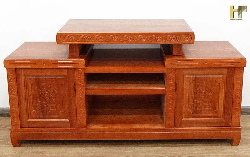 Kệ tivi gỗ xoan đào 1m6 rộng cho phòng khách lớn