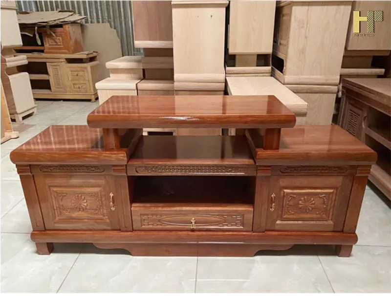 Kệ tivi gỗ xoan đào 1m8 thiết kế rộng