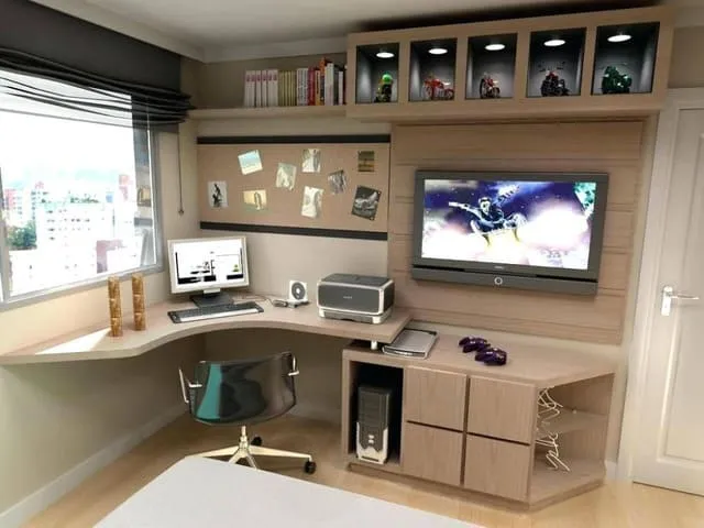 Mẫu kệ tivi kết hợp bàn làm việc phòng ngủ 14