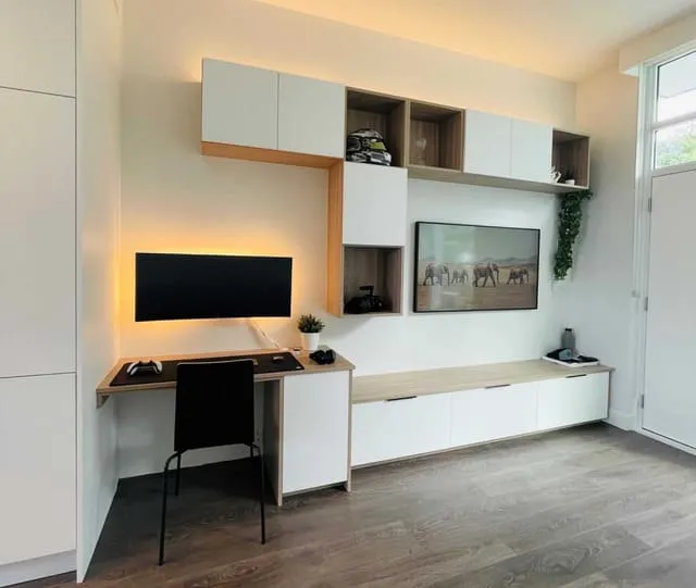 Mẫu kệ tivi kết hợp bàn làm việc phòng ngủ 17