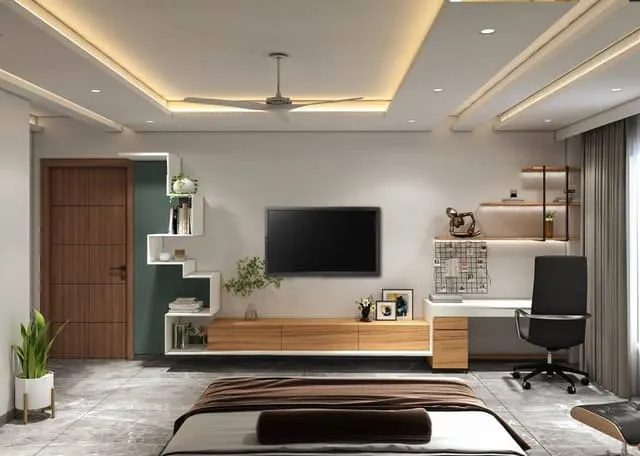 Mẫu kệ tivi kết hợp bàn làm việc phòng ngủ 21