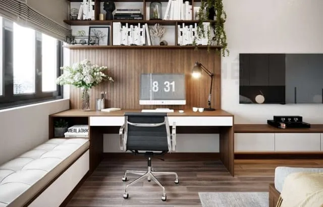 Mẫu kệ tivi kết hợp bàn làm việc phòng ngủ 35