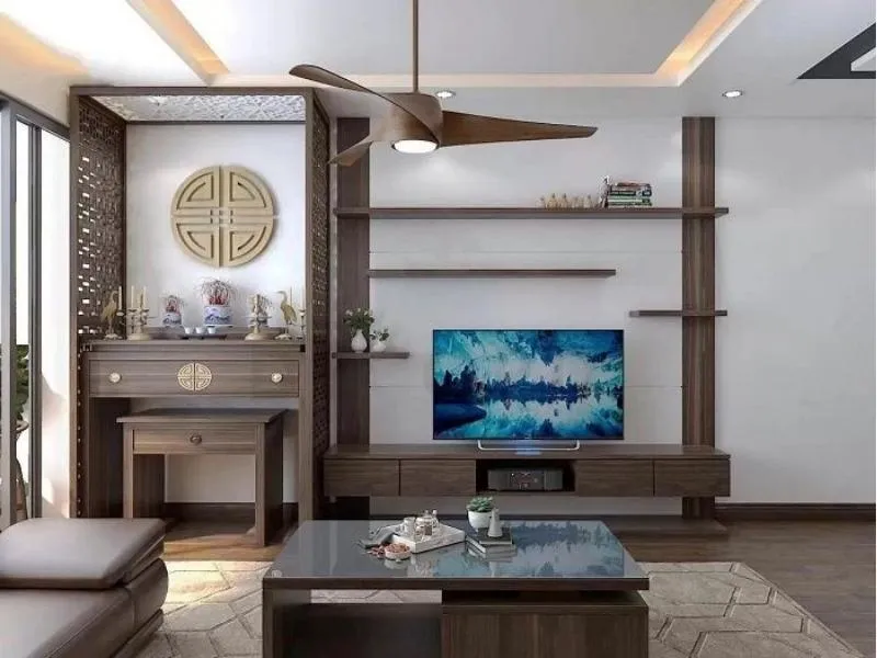 Kệ tivi kết hợp bàn thờ đang dần trở thành lựa chọn phổ biến trong nhiều gia đình hiện nay