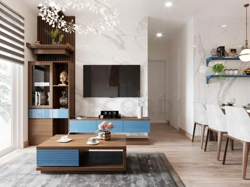 Kệ tivi gỗ công nghiệp MDF kết hợp bàn thờ