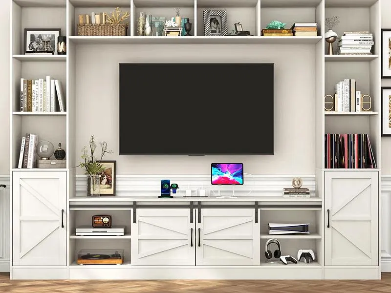 Mẫu kệ tivi kết hợp tủ sách gỗ công nghiệp được thiết kế hiện đại và trẻ trung