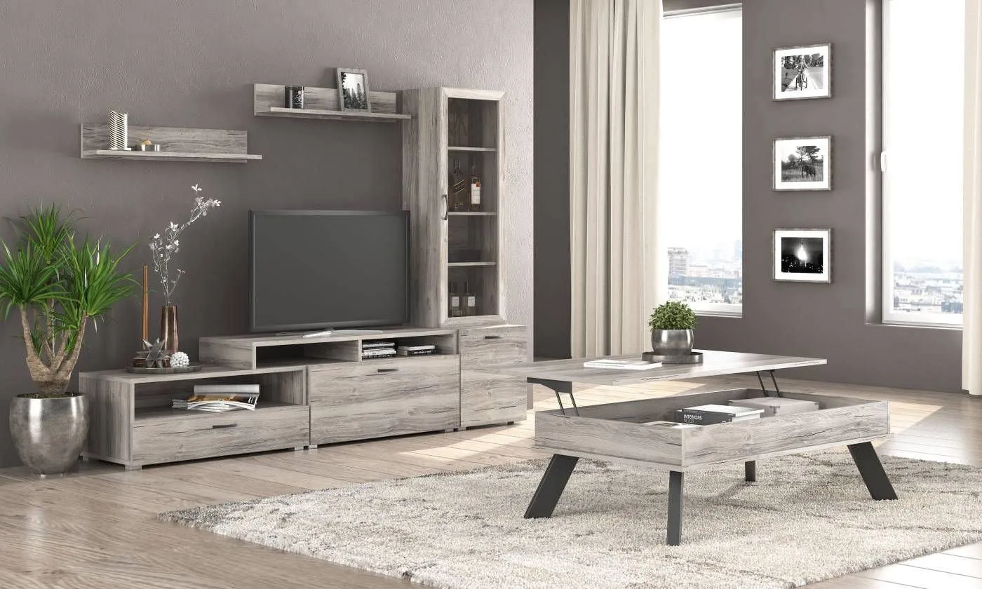 Kệ tivi hình chữ L kết hợp tủ đựng rượu nhỏ tiện lợi