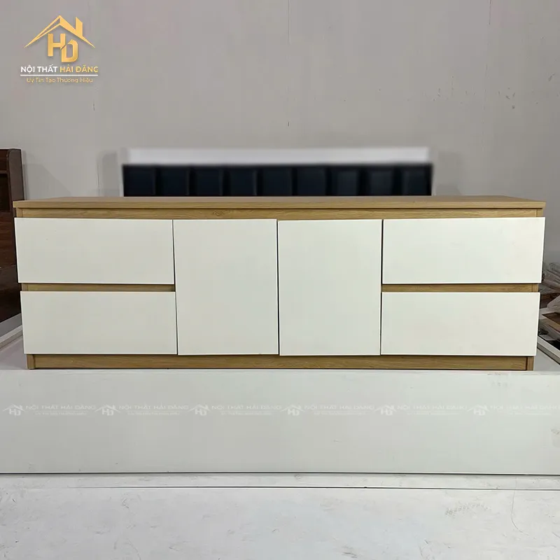 Kệ tivi 1m5x50cm phối trắng gỗ sồi thiết kế đẹp