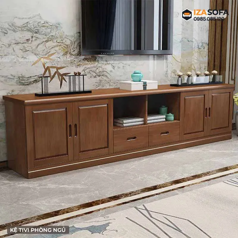 Kệ tivi phòng ngủ master gỗ sồi sang trọng