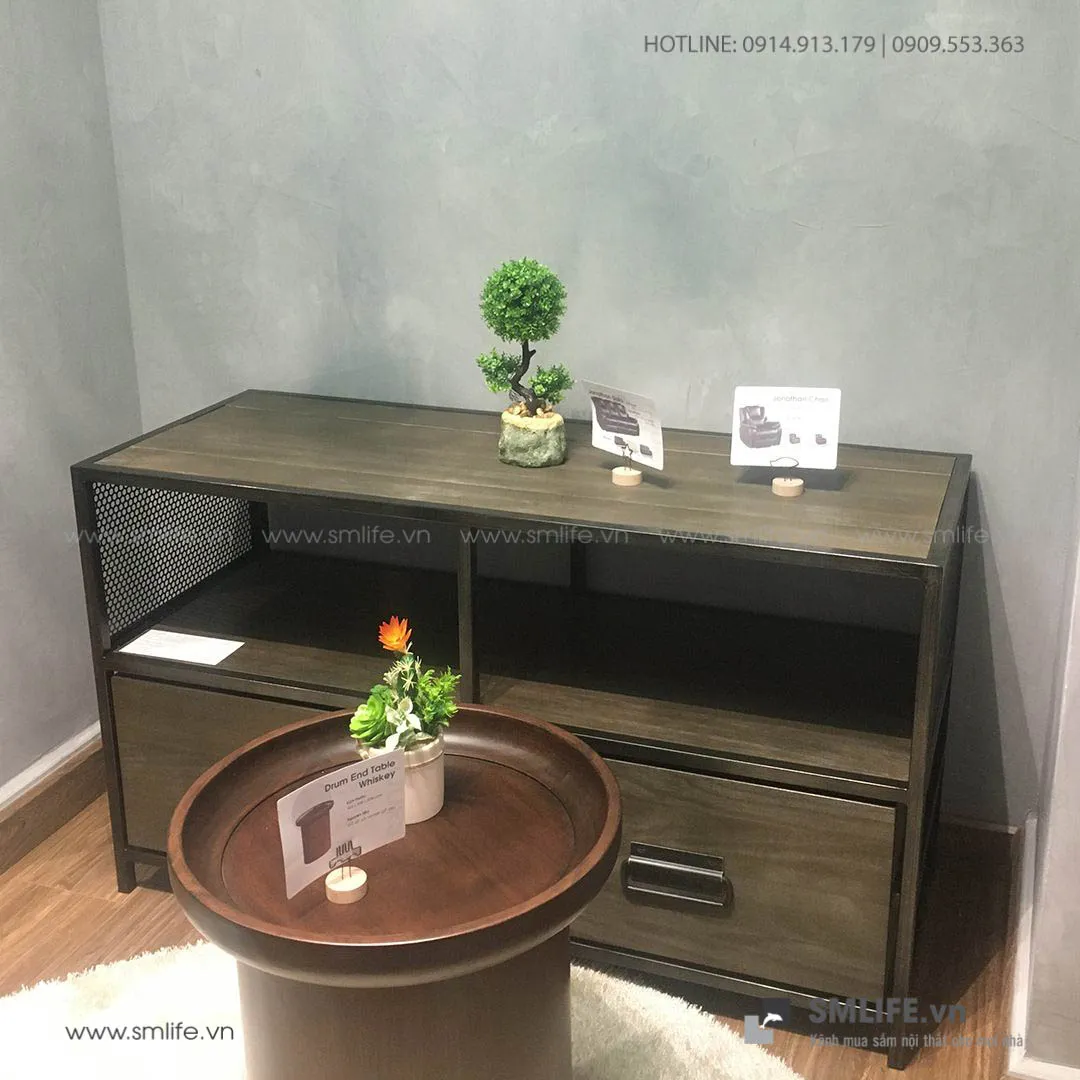 Kệ tivi gỗ công nghiệp hiện đại kết hợp decor