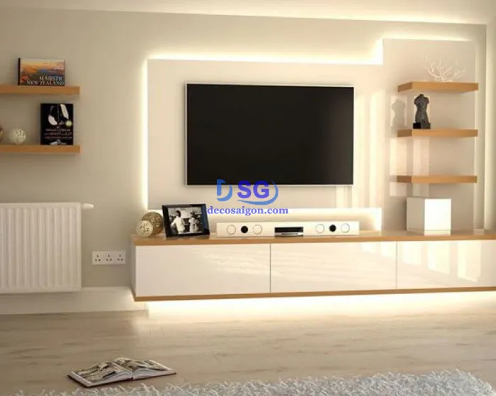 KỆ TIVI CAO CẤP KTV-017 - Mẫu kệ treo tường thanh lịch