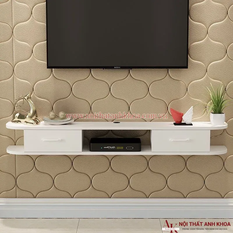 Kệ tivi treo tường phòng khách đơn giản hiện đại