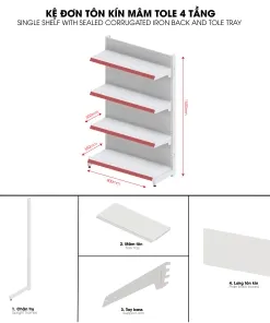 Mẫu kệ siêu thị đơn tôn liền hiện đại phù hợp cho các showroom vật liệu xây dựng