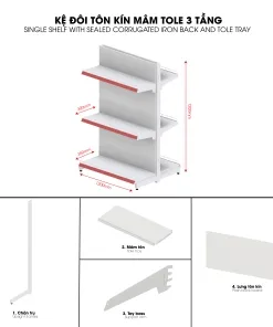 Kệ đôi siêu thị tôn liền với chiều cao vừa phải tạo sự thông thoáng cho cửa hàng