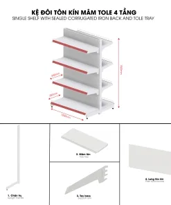 Mẫu kệ đôi tôn liền với thiết kế đối xứng giúp trưng bày được nhiều mẫu sản phẩm hơn