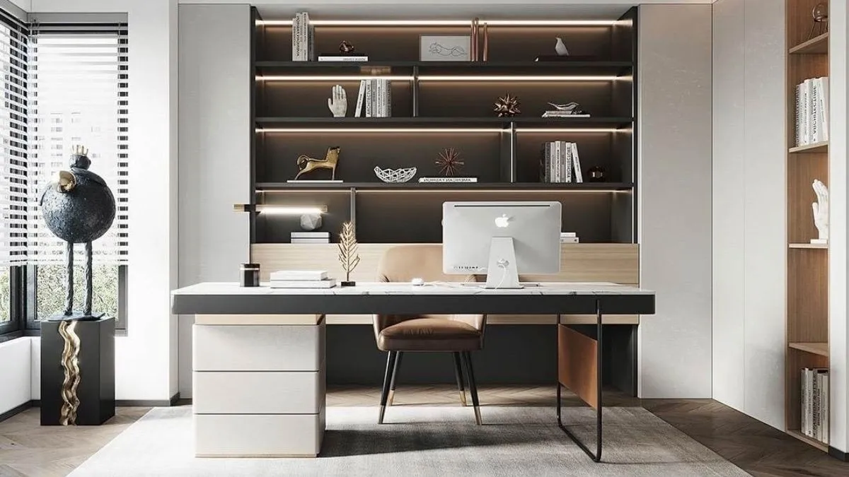 Nguyên tắc bố trí bàn làm việc chéo góc, quan sát được cửa ra vào trong phòng