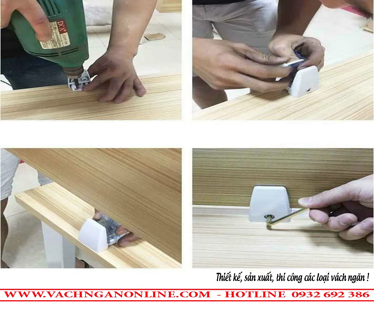 Hình ảnh thực tế kẹp vách ngăn bàn làm việc bằng kim loại với lớp sơn tĩnh điện