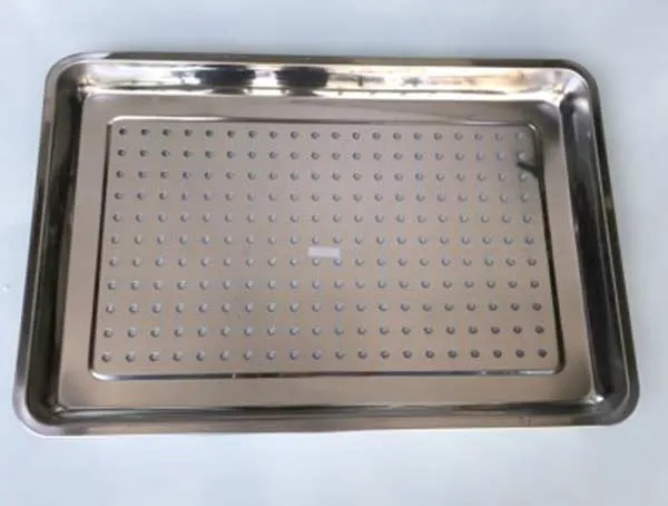 Mẫu khay đựng ấm chén uống trà làm bằng chất liệu inox sáng bóng