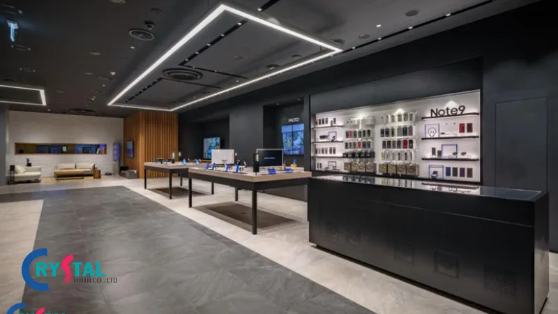 Không gian showroom sang trọng nổi bật với khu vực lối đi rộng rãi