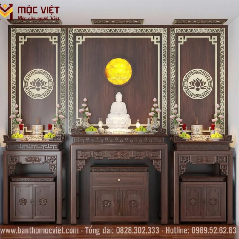 Không gian thờ kết hợp vách ngăn CNC sang trọng