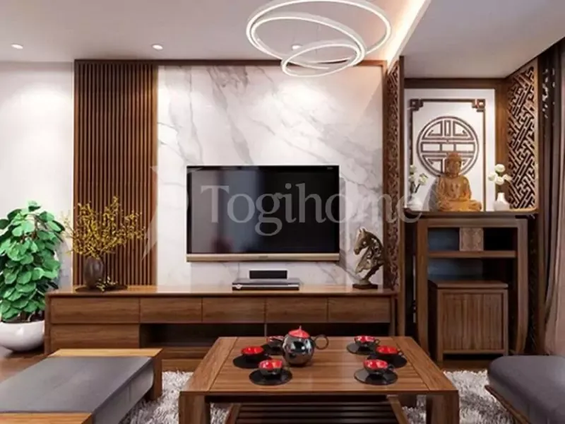 Không nên đặt tủ thờ kết hợp với kệt tivi ở trung tâm nhà