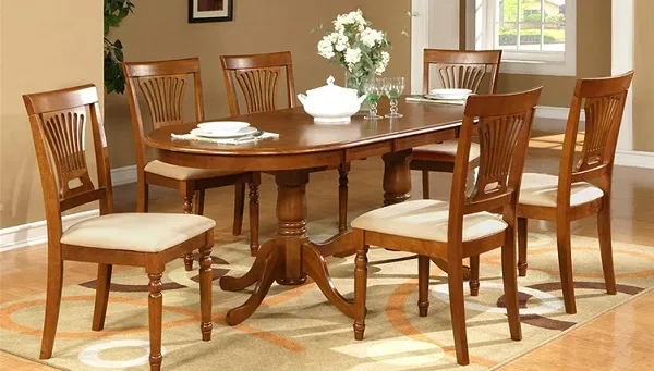 Bàn ăn oval 4 người gỗ sồi