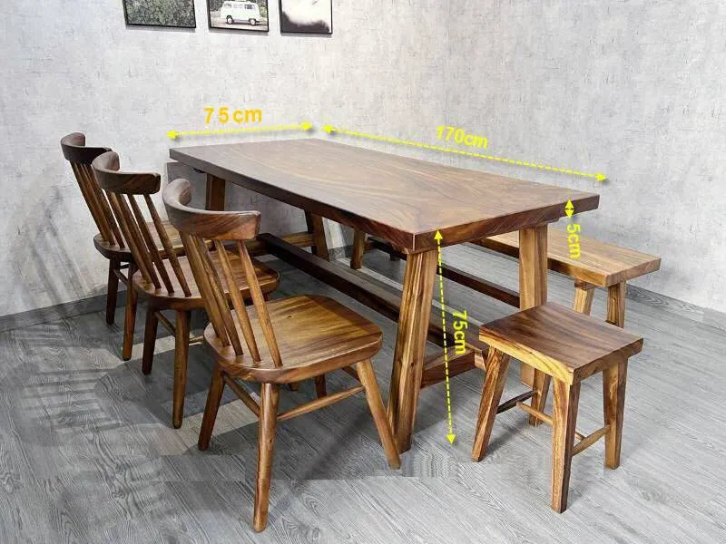 Bàn ăn ghế băng dài 6 người